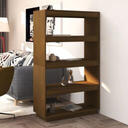 Berkfield Home Book Cabinet/Room Divider Honey Brown 80x35x135 cm Solid Pinewood - Size: 80 x 35 x 135 cm - thumbnail 1