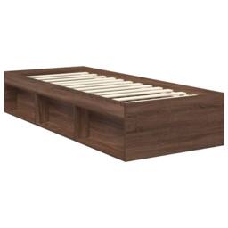 Berkfield Home Bed Frame with Headboard Brown Oak 75 x 190 cm Solid Pine Wood - thumbnail 5