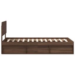 Berkfield Home Bed Frame with Headboard Brown Oak 75 x 190 cm Solid Pine Wood - thumbnail 8