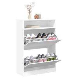 Berkfield Home Shoe Cabinet with 2 Flip-Drawers White 80x34x116 cm - Size: 80 x 34 x 116 cm - thumbnail 4