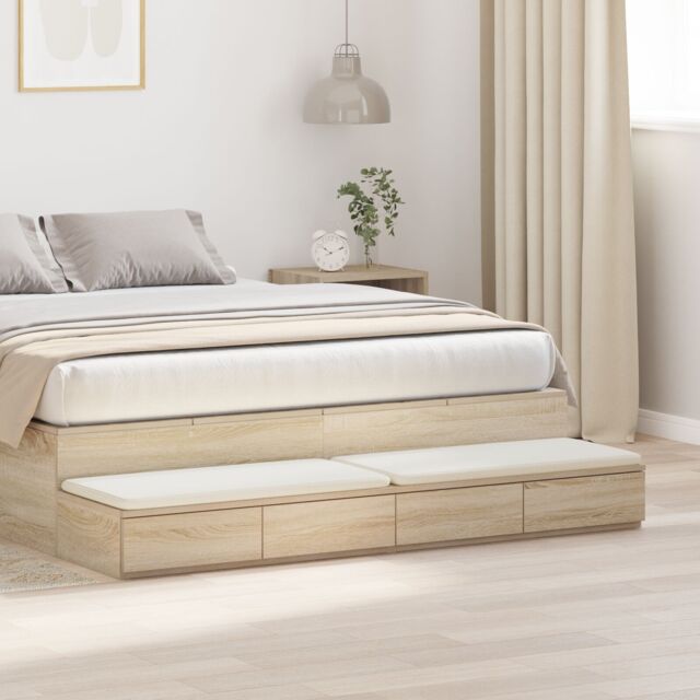 Berkfield Home Bedside Table Sonoma oak Engineered wood 150 x 36.5 x 16.5 cm in Beige - image 1