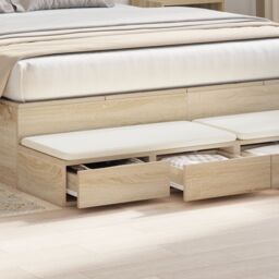 Berkfield Home Bedside Table Sonoma oak Engineered wood 150 x 36.5 x 16.5 cm in Beige - thumbnail 4