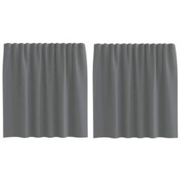 Berkfield Home Voile Curtains with Rod Pockets 2 pcs Dark Grey - thumbnail 2