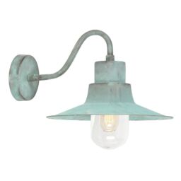 Netlighting Sheldon 1 Light Outdoor Fisherman Dome Wall Light Verdigris IP44 E27 in Green