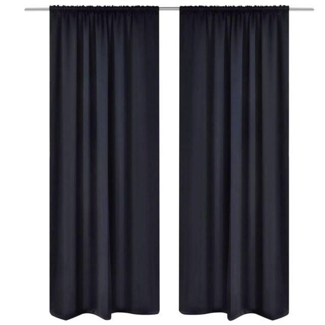 Berkfield Home 2 pcs Black Slot-Headed Blackout Curtains 135 x 245 cm - image 1