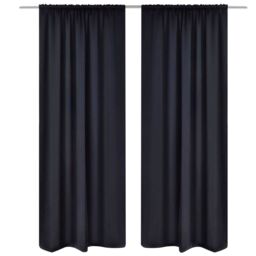 Berkfield Home 2 pcs Black Slot-Headed Blackout Curtains 135 x 245 cm - thumbnail 1