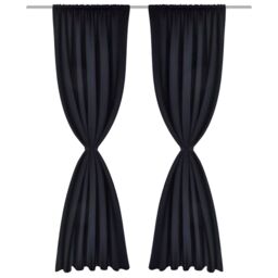 Berkfield Home 2 pcs Black Slot-Headed Blackout Curtains 135 x 245 cm - thumbnail 2
