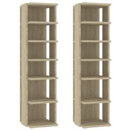 Berkfield Home Shoe Cabinets 2 pcs Sonoma Oak 25x27x102 cm in Brown - Size: 25 x 27 x 102 cm - thumbnail 2