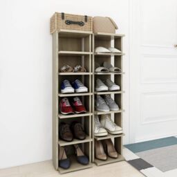 Berkfield Home Shoe Cabinets 2 pcs Sonoma Oak 25x27x102 cm in Brown - Size: 25 x 27 x 102 cm - thumbnail 3