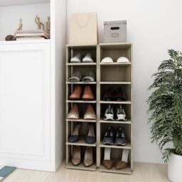 Berkfield Home Shoe Cabinets 2 pcs Sonoma Oak 25x27x102 cm in Brown - Size: 25 x 27 x 102 cm - thumbnail 1