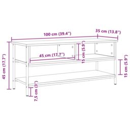 Berkfield Home TV Cabinet Black Oak 100x35x45 cm Engineered Wood & Steel - Size: 100 x 35 x 45 cm - thumbnail 9