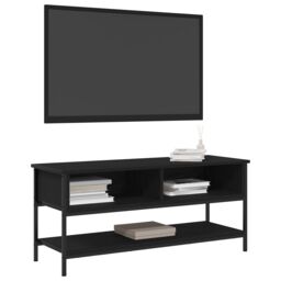 Berkfield Home TV Cabinet Black Oak 100x35x45 cm Engineered Wood & Steel - Size: 100 x 35 x 45 cm - thumbnail 3