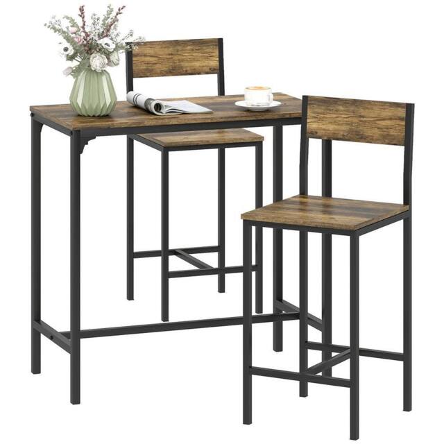 KORVIXA 3-Piece Bar Table & Stools Set Rustic Brown - Size: 0.6m2 - image 1