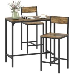 KORVIXA 3-Piece Bar Table & Stools Set Rustic Brown - Size: 0.6m2