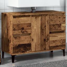 Berkfield Home Sink Cabinet Old Wood 80x33x60 cm Engineered Wood in Brown - Size: 80 x 33 x 60 cm - thumbnail 2