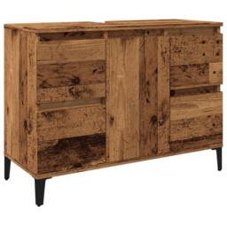 Berkfield Home Sink Cabinet Old Wood 80x33x60 cm Engineered Wood in Brown - Size: 80 x 33 x 60 cm - thumbnail 3