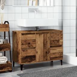 Berkfield Home Sink Cabinet Old Wood 80x33x60 cm Engineered Wood in Brown - Size: 80 x 33 x 60 cm - thumbnail 1