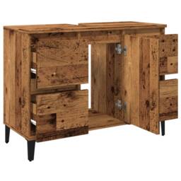 Berkfield Home Sink Cabinet Old Wood 80x33x60 cm Engineered Wood in Brown - Size: 80 x 33 x 60 cm - thumbnail 5