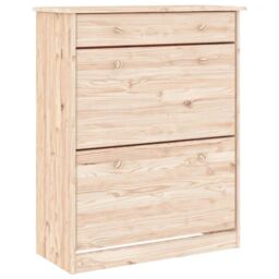 Berkfield Home Shoe Cabinet ALTA 77x35x96 cm Solid Wood Pine in Brown - Size: 77 x 35 x 96 cm - thumbnail 2