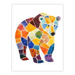 "Artery8 Polar Bear With Mosaic Pattern Folk Art Painting Wall Art Print - Size: W24"" x H32""" - thumbnail 1
