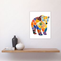 "Artery8 Polar Bear With Mosaic Pattern Folk Art Painting Wall Art Print - Size: W24"" x H32""" - thumbnail 4