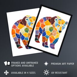 "Artery8 Polar Bear With Mosaic Pattern Folk Art Painting Wall Art Print - Size: W24"" x H32""" - thumbnail 2