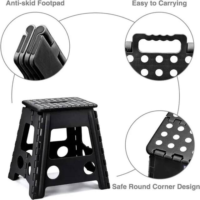 NESTLUNE Large 100KG Folding Step Stool Multi Purpose Heavy Duty Home in Black - image 1