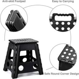 NESTLUNE Large 100KG Folding Step Stool Multi Purpose Heavy Duty Home in Black