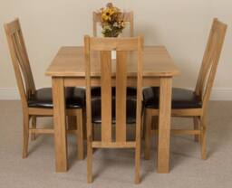 Thats Furniture Oslo 90 x 90 cm Oak Small Dining Table & 4 Princeton Oak Chairs in Brown - thumbnail 2
