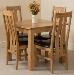 Thats Furniture Oslo 90 x 90 cm Oak Small Dining Table & 4 Princeton Oak Chairs in Brown