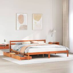 Berkfield Home Bed Frame without Mattress Wax Brown 200x200 cm Solid Wood Pine - thumbnail 1