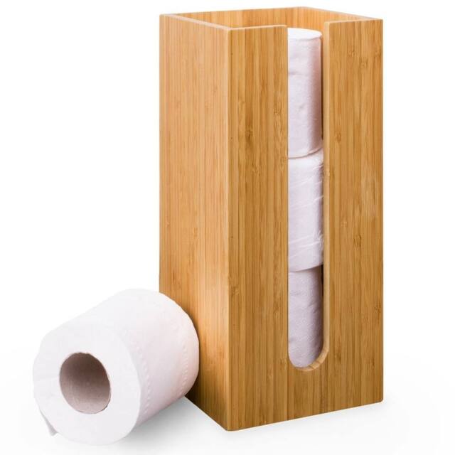 EONLION Toilet Roll Paper Holder Stand in Brown - image 1