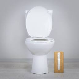 EONLION Toilet Roll Paper Holder Stand in Brown - thumbnail 4