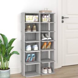Berkfield Home Shoe Racks 2 pcs Grey Sonoma 27.5x27x102 cm Engineered Wood - thumbnail 1