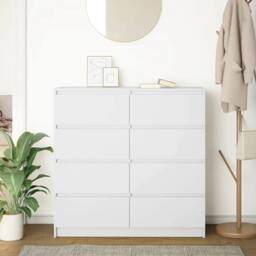 Berkfield Home Sideboard White 100x35x99 cm Engineered Wood - Size: 100 x 35 x 99 cm - thumbnail 1