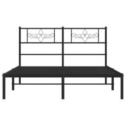 Berkfield Home Metal Bed Frame with Headboard Black 135x190 cm Double - thumbnail 5