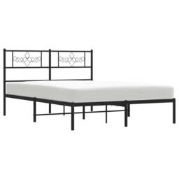 Berkfield Home Metal Bed Frame with Headboard Black 135x190 cm Double - thumbnail 3