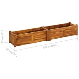 Berkfield Home Garden Raised Bed Acacia Wood 150x30x25 cm in Brown - Size: 150 x 30 x 25 cm - thumbnail 6