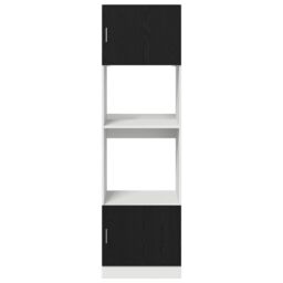Berkfield Home Microwave Cabinet Black Oak 60x57x207 cm Engineered Wood - Size: 60 x 57 x 207 cm - thumbnail 6