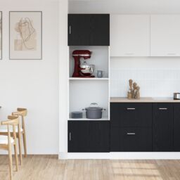 Berkfield Home Microwave Cabinet Black Oak 60x57x207 cm Engineered Wood - Size: 60 x 57 x 207 cm - thumbnail 4
