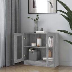 Berkfield Home Vitrine Cabinet Grey Sonoma 82.5x30.5x80 cm Engineered Wood - thumbnail 6