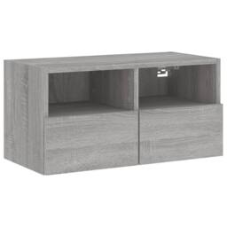 Berkfield Home 4 Piece TV Wall Units Grey Sonoma Engineered Wood - thumbnail 7