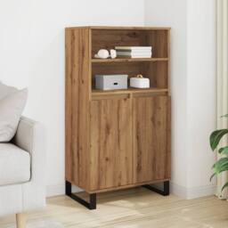 Berkfield Home Highboard Artisan Oak 60x36x110 cm Engineered Wood in Brown - Size: 60 x 36 x 110 cm - thumbnail 2