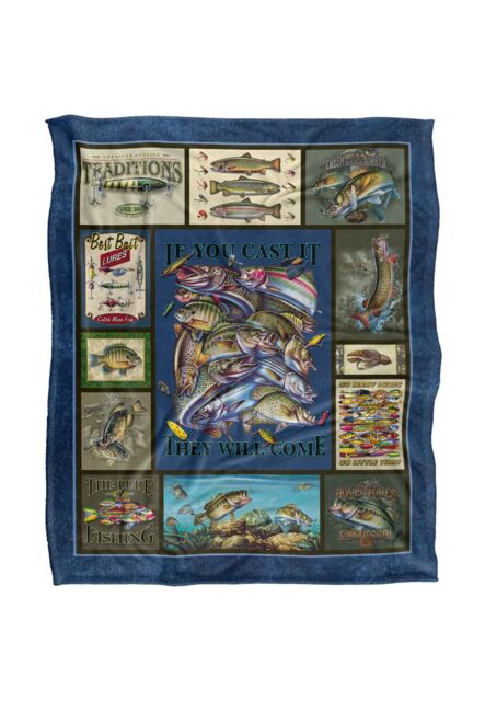 JQ Licensing Fishing Silky Touch Super Soft Throw Blanket 152 X 127 cm in White - image 1