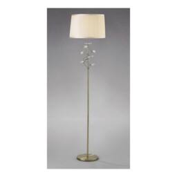 Netlighting Willow Floor Lamp with Cream Shade 1 Light Antique Brass Crystal in Bronze - thumbnail 2