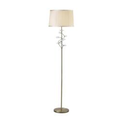 Netlighting Willow Floor Lamp with Cream Shade 1 Light Antique Brass Crystal in Bronze