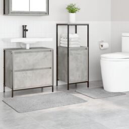 Berkfield Home 2 Piece Bath Mat Set Grey Polypropylen Non-Slip - Size: Medium - thumbnail 2