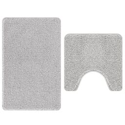 Berkfield Home 2 Piece Bath Mat Set Grey Polypropylen Non-Slip - Size: Medium - thumbnail 5