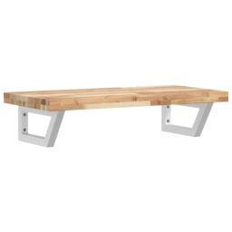 Berkfield Home Basin Shelf Wall Mounted Steel & Solid Wood Acacia in Brown - thumbnail 2