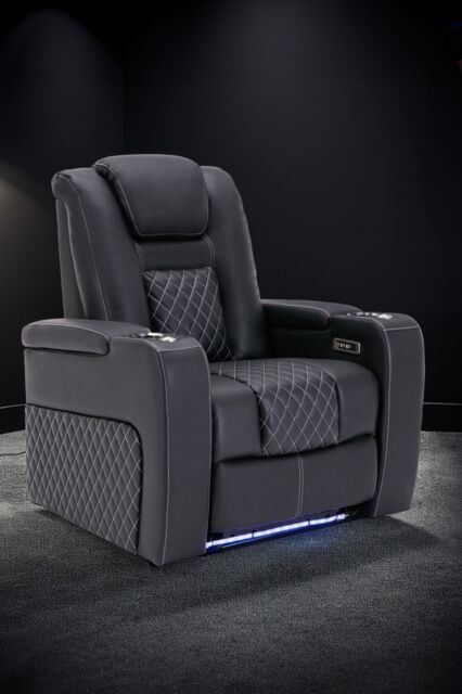 More4Homes Broadway Cinema Electric Recliner Chair USB Charging LED Base in Black - image 1